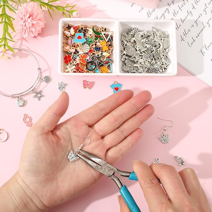 SANNIX 350Pcs Charm for Jewelry Making, Assorted Gold Enamel Charms, Mixed Bulk Tibetan Silver Jewelry Bangle Charm Pendants for DIY Necklace Bracelet Earring Craft Supplies