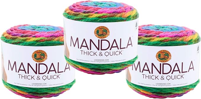 (3 Pack) Lion Brand Yarn Mandala Thick & Quick Bulky Yarn, Swirl