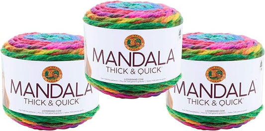 (3 Pack) Lion Brand Yarn Mandala Thick & Quick Bulky Yarn, Swirl