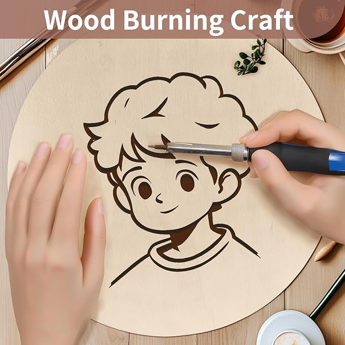 12 Inch Unfinished Wood Circles for Crafts, Wood Rounds Plaques for Cricut Crafts, Wooden Discs for Door Hanger Sign, Painting, Wood Burning, Christmas Home Décor(4Pcs Circle with Holes)