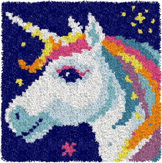 Numptain Latch Hook Kits for Adults,DIY Rug Crafts Unicorn Pattern Color Printed Canvas,Latch Hook Kits for Beginners Handmade Needlework Crafts Home Decoration,12"x12" NT23