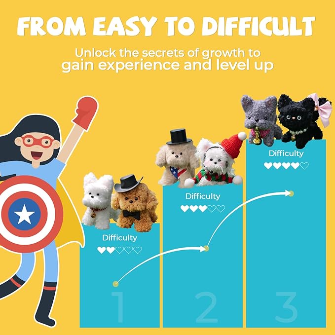 JMMICO 71 PCS Pipe Cleaner Craft Kit for Kids- DIY Animal Puppy Kit with Video Tutorial, Creative Gifts, Kids Classroom Prizes, Arts and Crafts for Kid, Gifts for 8+ Year Old Girls