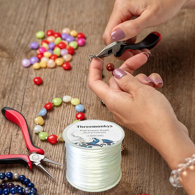 Flat Elastic Line 0.8 mm Elastic Bracelet Rope Bead Rope for String Jewelry Production and Bracelet Production (100 m)