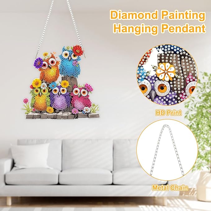TOSTOG Cute Bird Diamond Art Hanging Kits for Adults, Birds Diamond Painting for Adults Window Pendant, Special Shape Diamonds Diamond Painting Hanging Pendant Kit for Wall Home Decor Gift