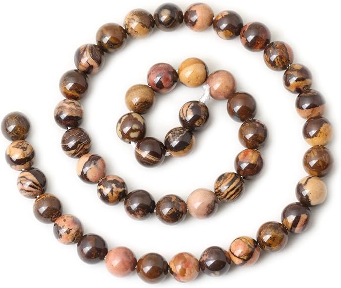 cheavian 45pcs 8mm natural africa picture jasper gemstone round loose beads for diy bracelet necklace earrings jewelry making 1 string 15 inches