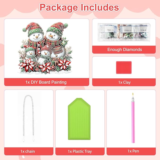 TOSTOG Hanging Diamond Art Kits for Adults, Christmas Snowman Diamond Paintings for Adults, Window Pendant Diamond Art Kits, 5D Diamond Paintings Hanging Pendant Kit Wall Decor and Gift