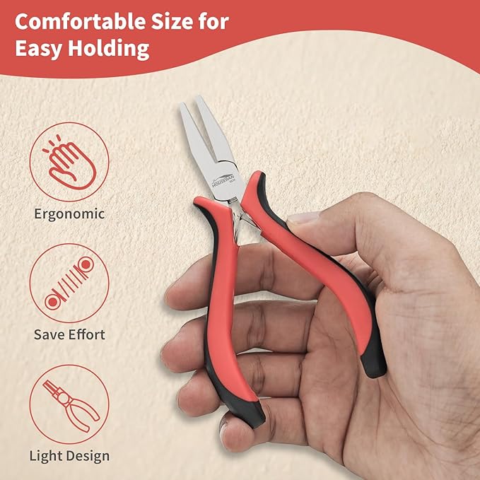houseran flat nose pliers 5" - 5 pack, flat jaw pliers for jewelry making, diy, craft, repairing