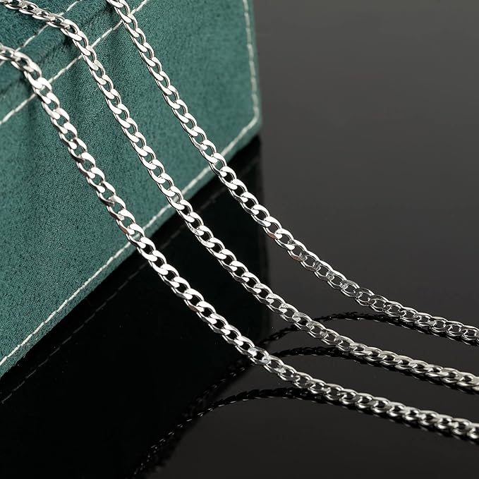 YOUBEIYEE 16.4 Feet Silver Stainless Steel Chain for Jewelry Making Curb Cuban Chains Bulk with Jump Rings Lobster Clasps for DIY Necklaces Bracelets Anklets Findings