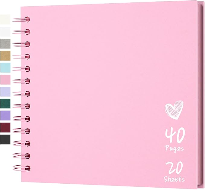 Scrapbook 7x7 Inch DIY Scrapbook Album Hardcover Kraft Paper Scrap Book Photo Albums 40 Pages Perfect for 4x6 / 5x7 Photos Memory Book for Family, Wedding
