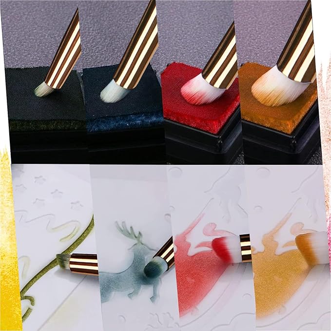 UNIMEIX Mini Blending Brushes for Card Making, Dry Miniature Painting Set Background Blender Paint Brushes Small Detailed Paint Brushes (8 Pack)