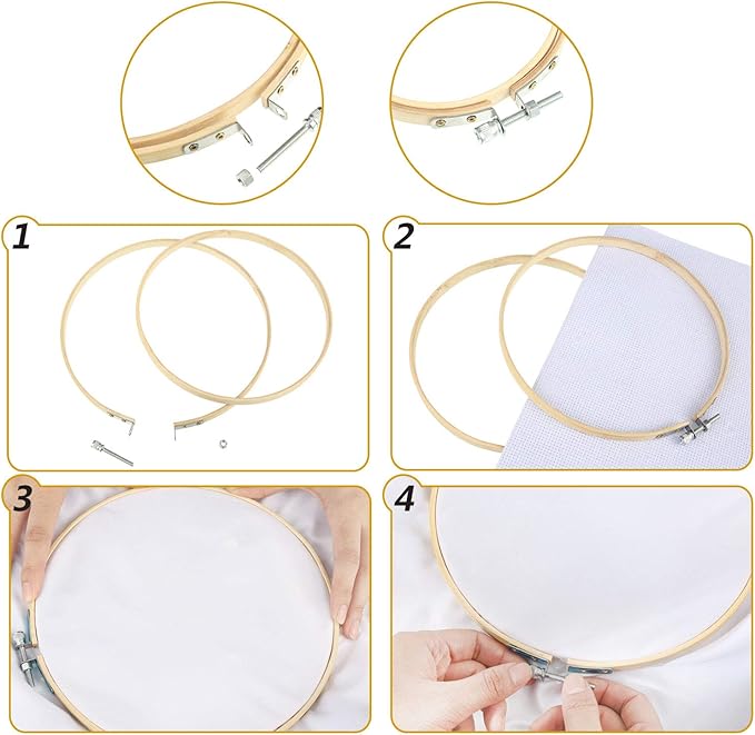 Mudder 53 Pieces Cross Stitch Tool Embroidery Starter Kit Includes Bamboo Circle Cross Stitch Hoop Ring Sewing Scissors Needle Threading Tools Thimbles Floss Bobbins Seam Ripper and Embroidery(Blue)