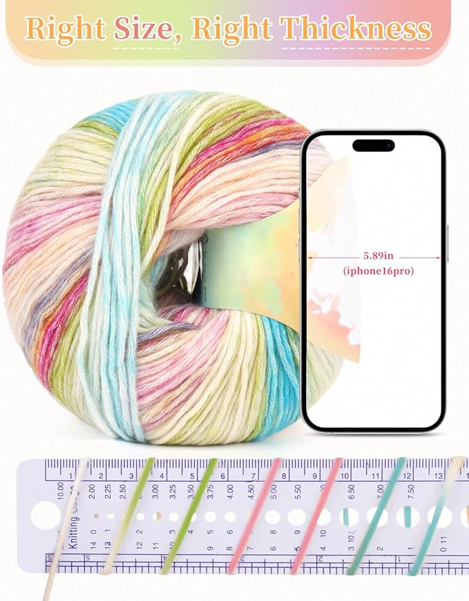 Coopay Yarn for Crocheting Knitting, Gradient Cake Yarns, 2 × 3.53oz - 240yds - 50% Cotton 50% Acrylic Ombre Yarns, Gradient Crochet Yarn for Blankets, Shawls, Scarves (209 Flower Field)