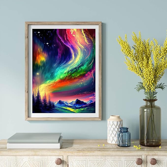 ijbnhd Diamond Art Kits for Adults,5D Aurora Diamond Painting Kits for Adults Beginners, DIY Full Round Drill Aurora Gem Arts Craft for Home Wall Decor 12 X 16Inch