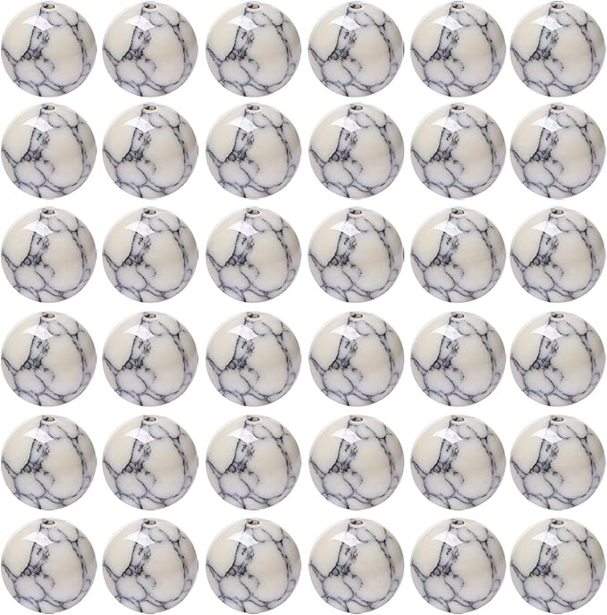 Natural Stone Beads 100pcs 8mm White Howlite Round Genuine Real Stone Beading Loose Gemstone Hole Size 1mm DIY Charm Smooth Beads for Bracelet Necklace Earrings Jewelry Making (White Howlite, 8mm)