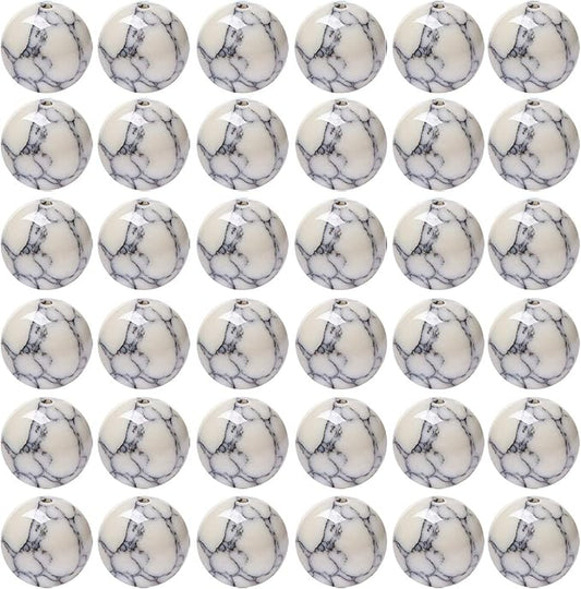 Natural Stone Beads 100pcs 8mm White Howlite Round Genuine Real Stone Beading Loose Gemstone Hole Size 1mm DIY Charm Smooth Beads for Bracelet Necklace Earrings Jewelry Making (White Howlite, 8mm)