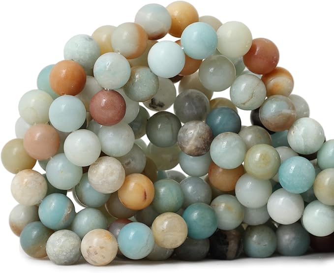 cheavian 35pcs 10mm natural mix color amazonite gemstone round loose beads stone beads for jewelry making diy 1 strand 15"