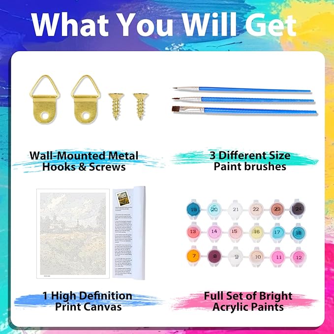 xcemhil Landscape Paint by Numbers Kit for Adults Beginner, Landscape Paint by Numbers for Adult, Acrylic Paint by Number Kits Suitable for Home Wall Art Decor Gifts - 16x20 Inch