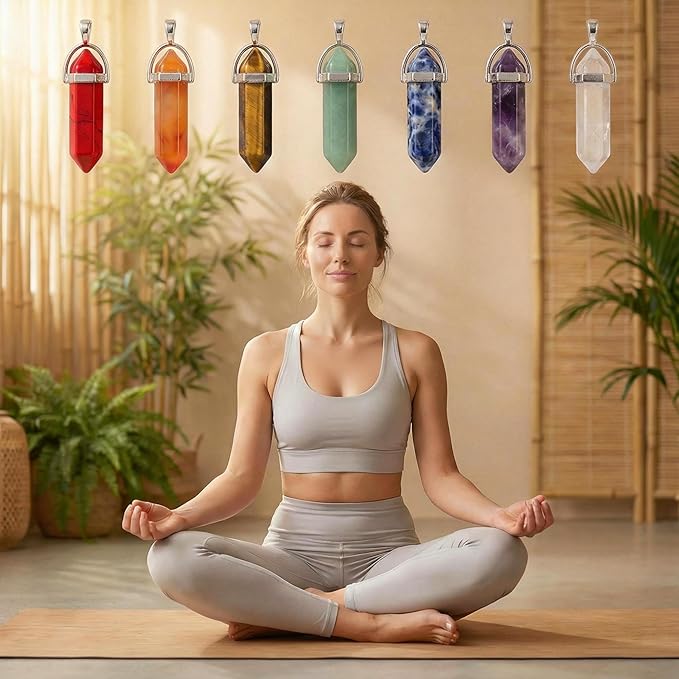 Crystal Pendants Mutilcolor 50pcs Gemstone Bullet Meditation Healing Pointed Quartz Chakra Crystal Stone Reiki Pendants for Necklace Jewelry Making
