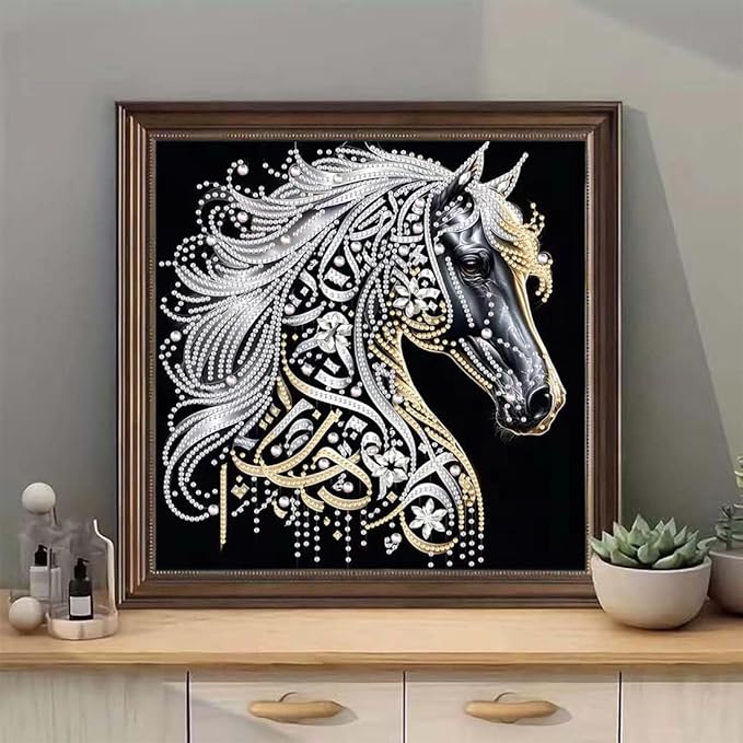 SHICERNHJ Horse Diamond Art Kits for Adults,Special Shape Diamond Painting Kits for Beginners,DIY Animals Crystal Rhinestones Craft Art for Home Wall Decor 12 X 12Inch