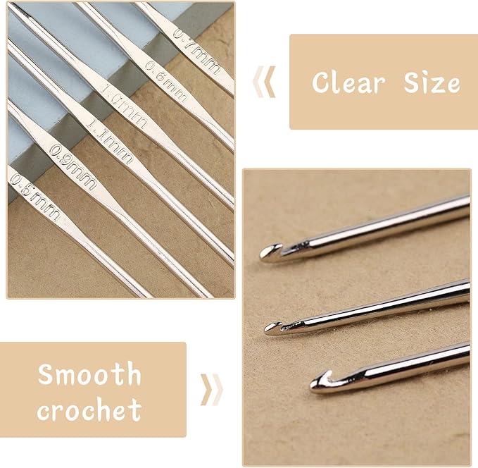 MORFEN 22 Pcs Crochet Hooks Set, Ergonomic Lace Crochet Hook Knitting Needles, Crochet Needles for Crocheting with Big Eye Blunt Needles Stitch Markers for Beginners