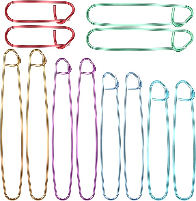 LXUEJIE 12 Pcs Knitting Stitch Holders, Aluminum Yarn Stitch Holder 6 Sizes Knitting Crochet Hook Colorful Crochet Stitchs Holders Practical Knittings Needle Holder for Quilting Sewing Knittings