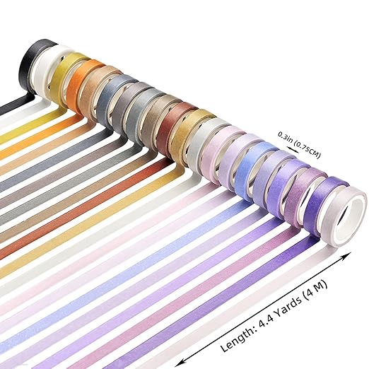 Washi Tape Set, 40 Rolls Thin Colored Masking Tape Set, Colored Duct Tape for Art, Scrapbook Tape, Christmas DIY Crafts, Decorative Craft Tape, Gift Packaging, Art Supplies, Labels