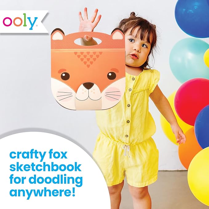OOLY Carry Along Sketchbook for Kids, 60 Pages, 9 x 7 inches, Portable Sketch Book, Drawing Pad for Travel - Fox