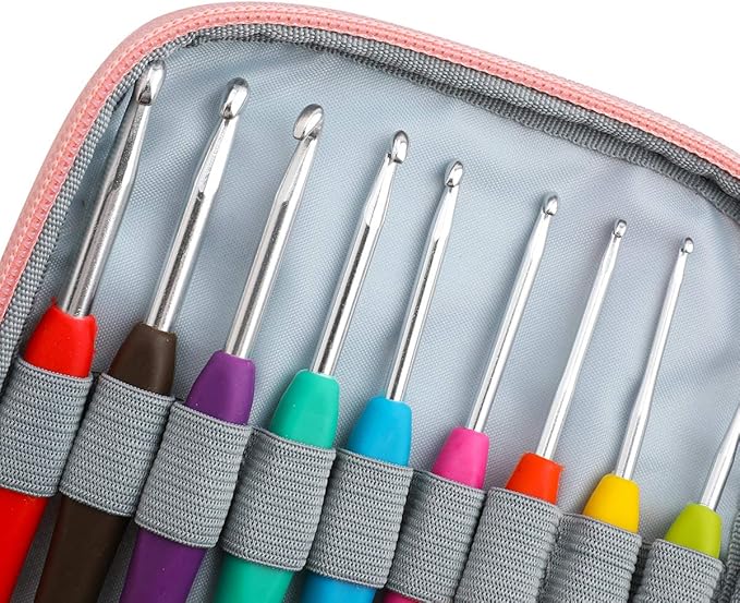 KOKNIT Crochet Hooks Set Ergonomic Grip Soft Handles Aluminum Crochet Hook (Pink 2)