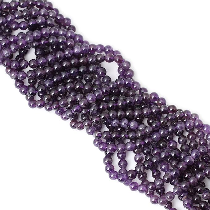 cheavian 60pcs 6mm natural amethyst gemstone round loose beads crystal energy stone healing power for jewelry making 1 strand 15"