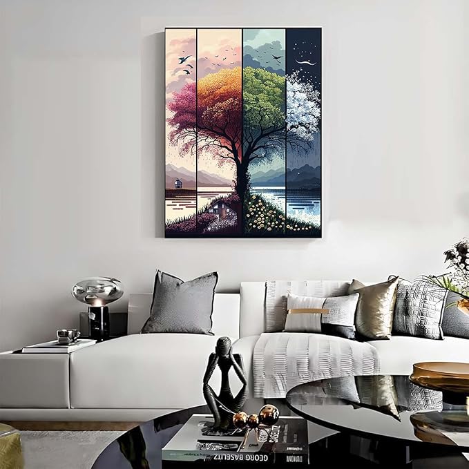 Tree Stamped Cross Stitch Kits for Beginners Adults,Landscape Dimensions Needlepoint Art Crafts,Counted Cross Stitch Kits Embroidery Kits for Beginners Adults for Home Decor 11.8x15.7inch
