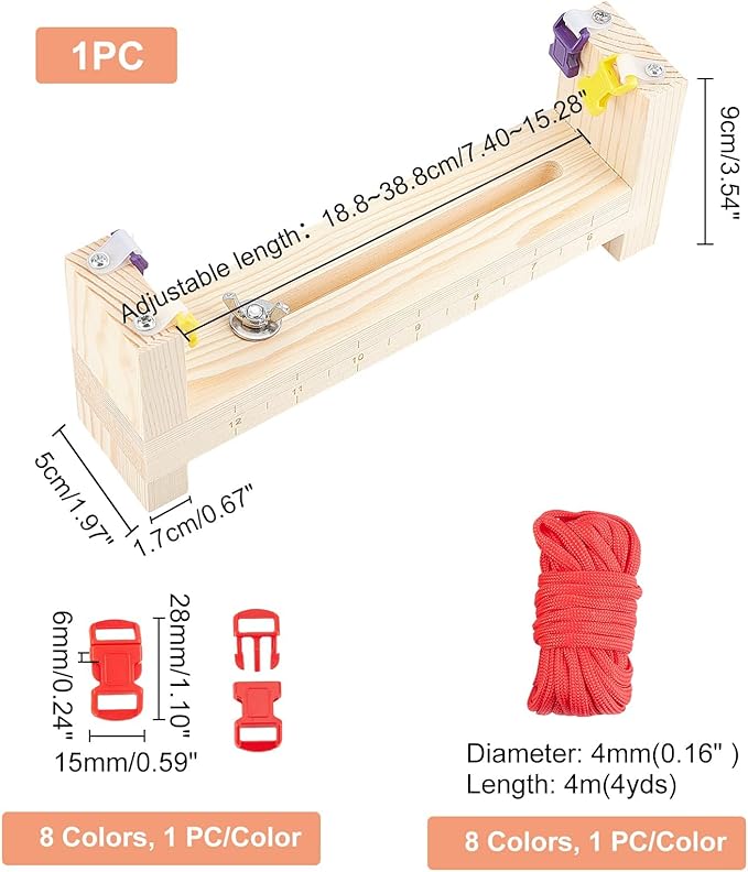PH PandaHall Jig Bracelet Maker, Wristband Maker with 8 Parachute Cords and 8 Quick Release Buckles Adjustable Length Braiding Weaving Tool for Bracelets Jewelry Making