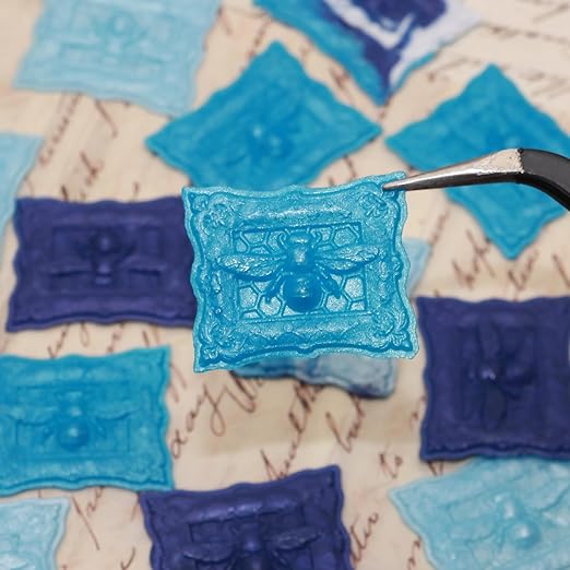 250pcs Wax Seal Beads Sky Blue, Andotopee Premium Sealing Wax Beads for Stamp Seals, Octagon Metallic Seal Stamp Pellets Refill Pack for Wedding Invitation, Letter Envelope, Scrapbook DIY Crafts