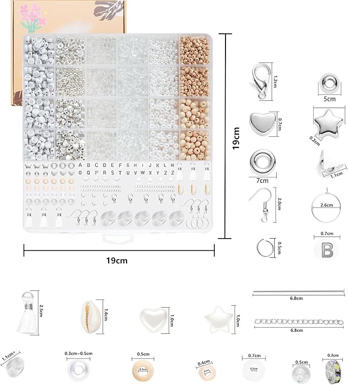 xyliise bracelet making kit natürliche perlen set for adults beads for bracelets silver jewelry making supplies diy jewelry necklace earrings (cz006-transparent)