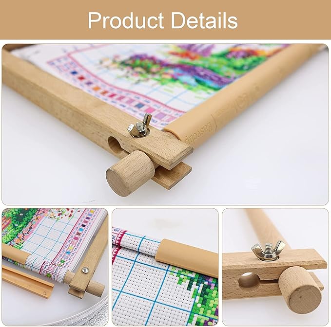Beech Wood Tapestry Scroll Embroidery Frames, Needlepoint Cross Stitch Holder, Quilting Frames, Needlepoint Holder, Stitching Frame for Sewing, Cross Stitch, Embroidery Projects