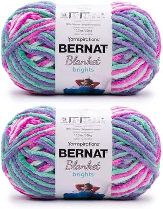 Bernat Blanket Brights 300g Unicorn Brights Yarn - 2 Pack of 300g/10.5oz - Polyester - 6 Super Bulky - Knitting/Crochet