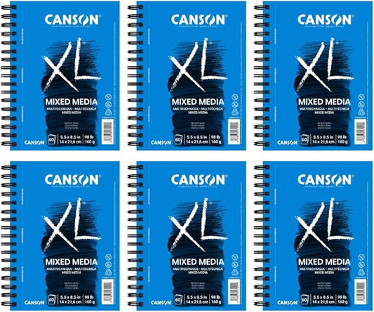 Canson XL Series Mixed Media Pad 5-1/2" x 8-1/2", Pack of 6