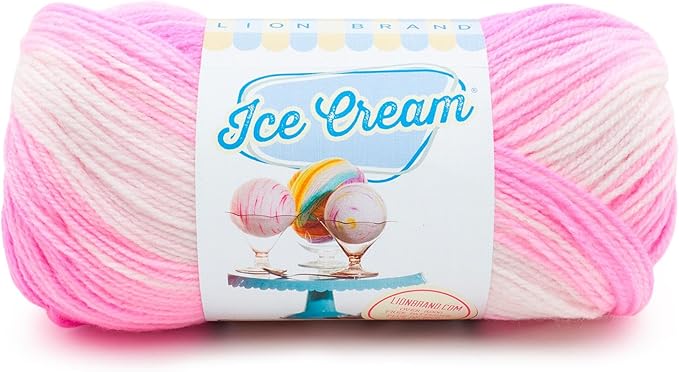 Lion Brand Yarn (1 Skein) Lion Brand Yarn Ice Cream Baby Yarn, Birthday Cake Multicolor