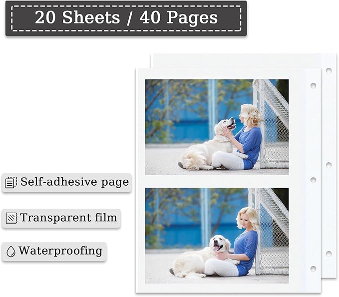 3 Ring Photo Album with Sticky Pages, Linen Scrapbook for Easy Customization - Perfect for 2x3, 4x6, 5x7, 8x10 Photos - 20 Sheets for Family Memories & Crafting