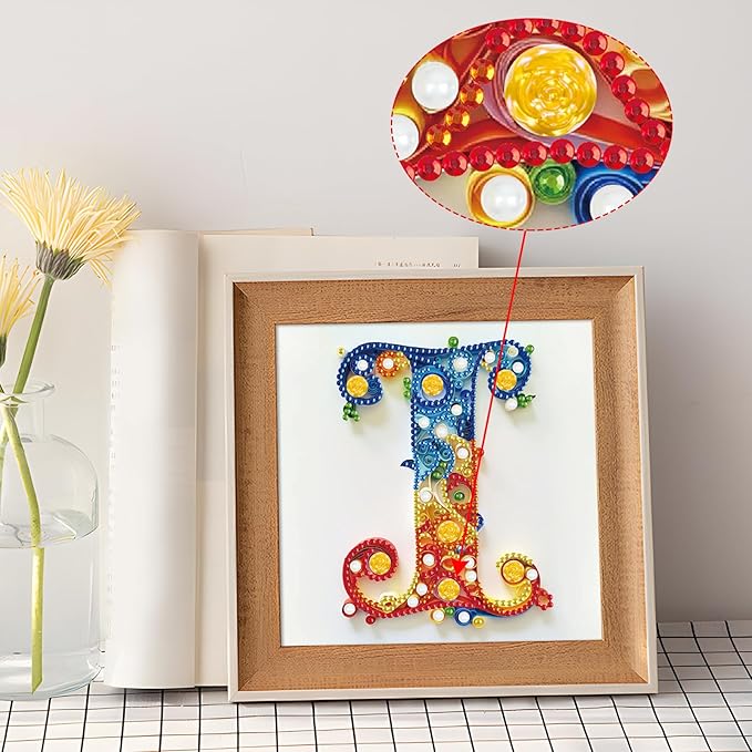 MVVMTOP Diamond Painting Kit, 5D DIY Letter I, Special Shape Crystal Artificial Diamond Art Partial Mosaic Handicraft for Beginners, Wall Decor Gift for Bedroom, Office, Living Room 6.7x6.7in
