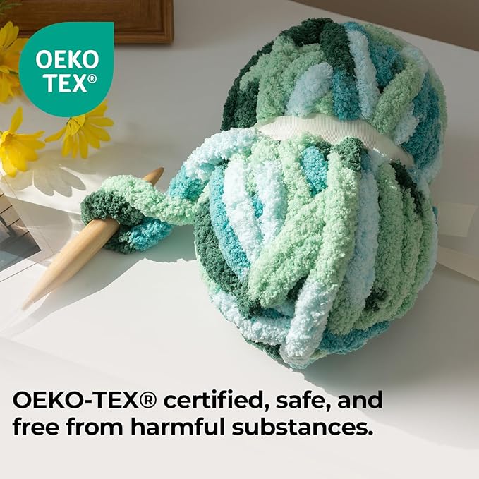 Chunky Yarn for Hand Knitting & Crocheting – Mixed Color Soft, Bulky Jumbo Yarn for Blankets, Scarves, DIY Projects, 8-Pack (Green, Blue, Teal)