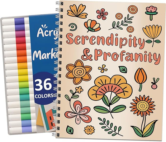 Zouier Swear Word Coloring Books with 36 Markers for Adults Relaxation, Funny Adult Coloring Book Spiral Bound for Women, Self Care Get Well Gifts for Women After Surgery