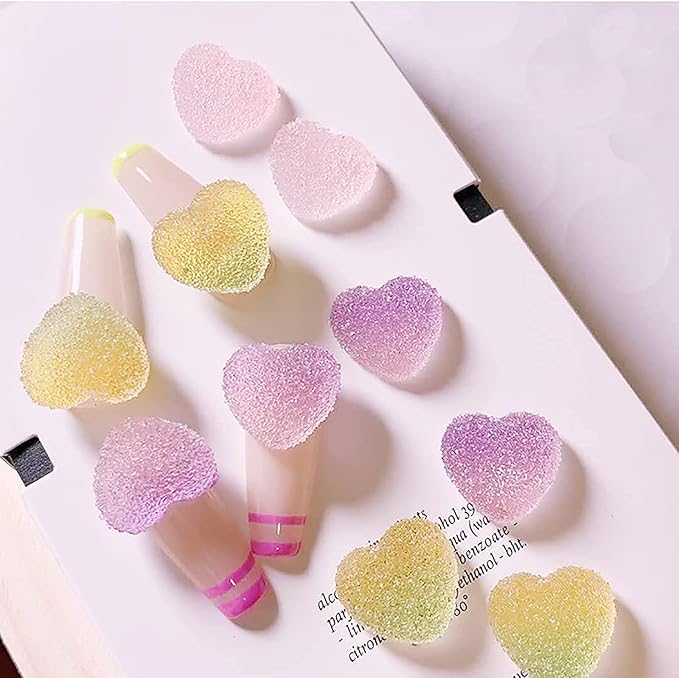 50 pcs Jelly Sugar Soft Heart Candy Flatback Charms, DIY Craft Making Resin Jewelry Making Kit, Soft Candy Resin Flatback Beads for Women DIY Scrapbooking Hair Clip Crafts Cell Phone Case Making