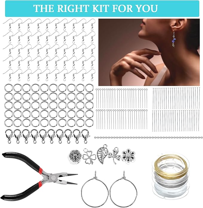 RUOMOXI Y Jewelry Making Supplies Kit for Adults - 1200 Crystal Beads, Jewelry Pliers, Earring Hooks, Necklace Clasp, Beading Wire - DIY Bracelets/Earrings/Rings for Thanksgiving, Christmas,Birthdays