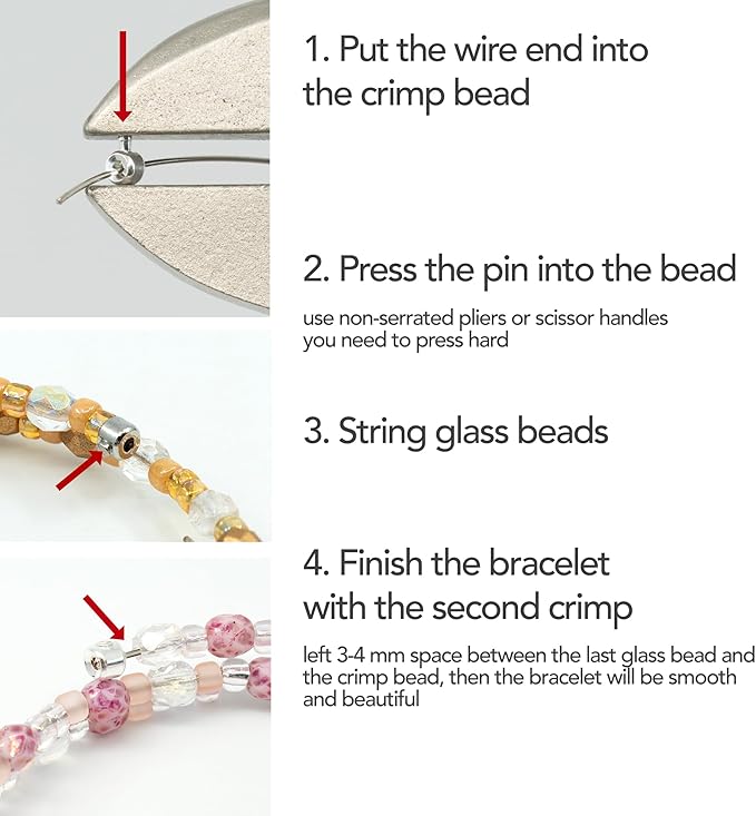 Bracelet Making kit with Czech Glass Beads & TOHO Japanese Rocailles, 2pc Memory Wire and crimps for begginers - Easy & Fast to do (Butterflies Purple Pink)