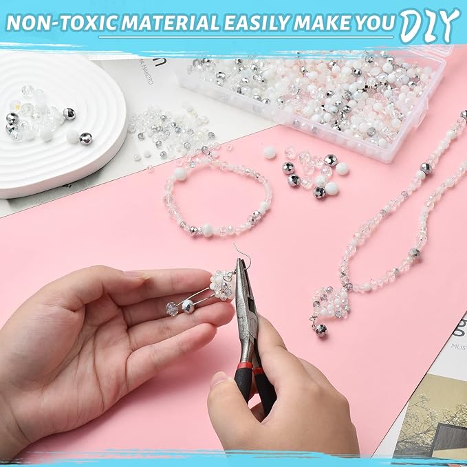Crystal Rondelle Beads for Jewelry Making,1000pcs Briolette Glass Beads Plated Color Round Spacer Beads for DIY Bracelets,Necklaces,Earrings(4,6,8mm)