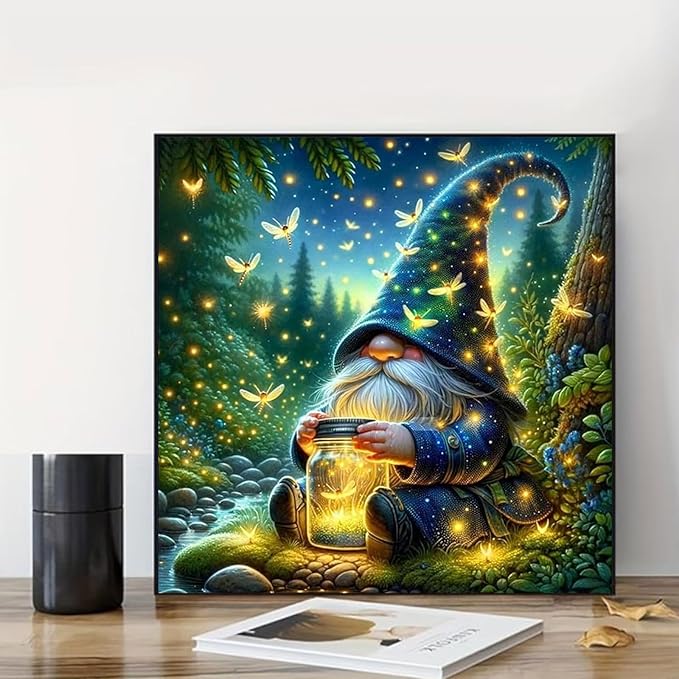 Gnome Paint by Numbers Kit for Adults Beginners, Adult Paint by Number Kits on Canvas Gnome, Painting by Number DIY Crafts Acrylic for Gift Home Decor 16x16 in