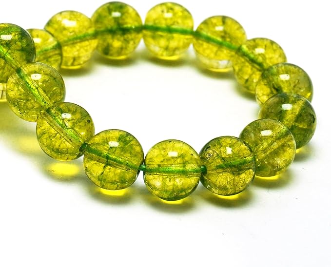 10mm Crackle Crystal Beads for Jewelry Making - Glass Round Loose Beads for Bracelets(35-38pcs, Olive Green Crystal)