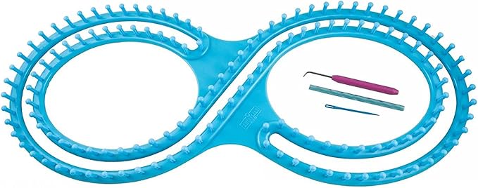 WAYION 55" Afphgan Serenity Loom Knitting Board Weave Loom Kit with Step by Step Instructions Great for The Experienced Loom Knitter(Blue/Pink) (Blue)