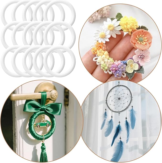 Plastic O Rings 30 Pack, 1 Inch White Craft Ring, Plastic Crochet Hook Circle Ring Curtain Rings for Handbag, Curtain, Craft Projects