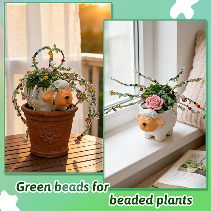 YLINKZORMA Green Glass Beads Plant Kit, Flower, Leaf, Crystal, Forever Plant Beads for Jewelry Making, Beaded Plant Crafting & DIY Handicrafts, Gift for Plants Enthusiasts